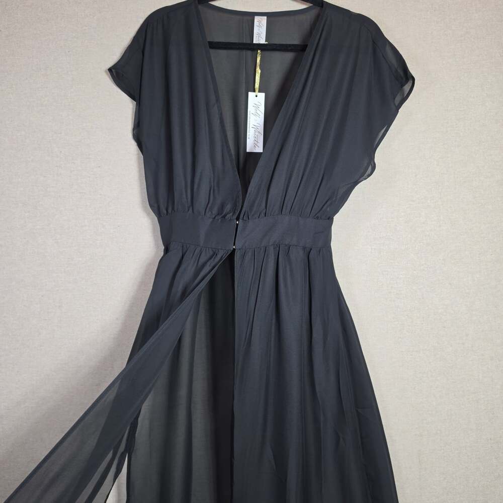 Wolfe & Whistle Open Front Maxi Dress Duster Womens 8 Deep V Tropical Maxi Fairy - Picture 10 of 16